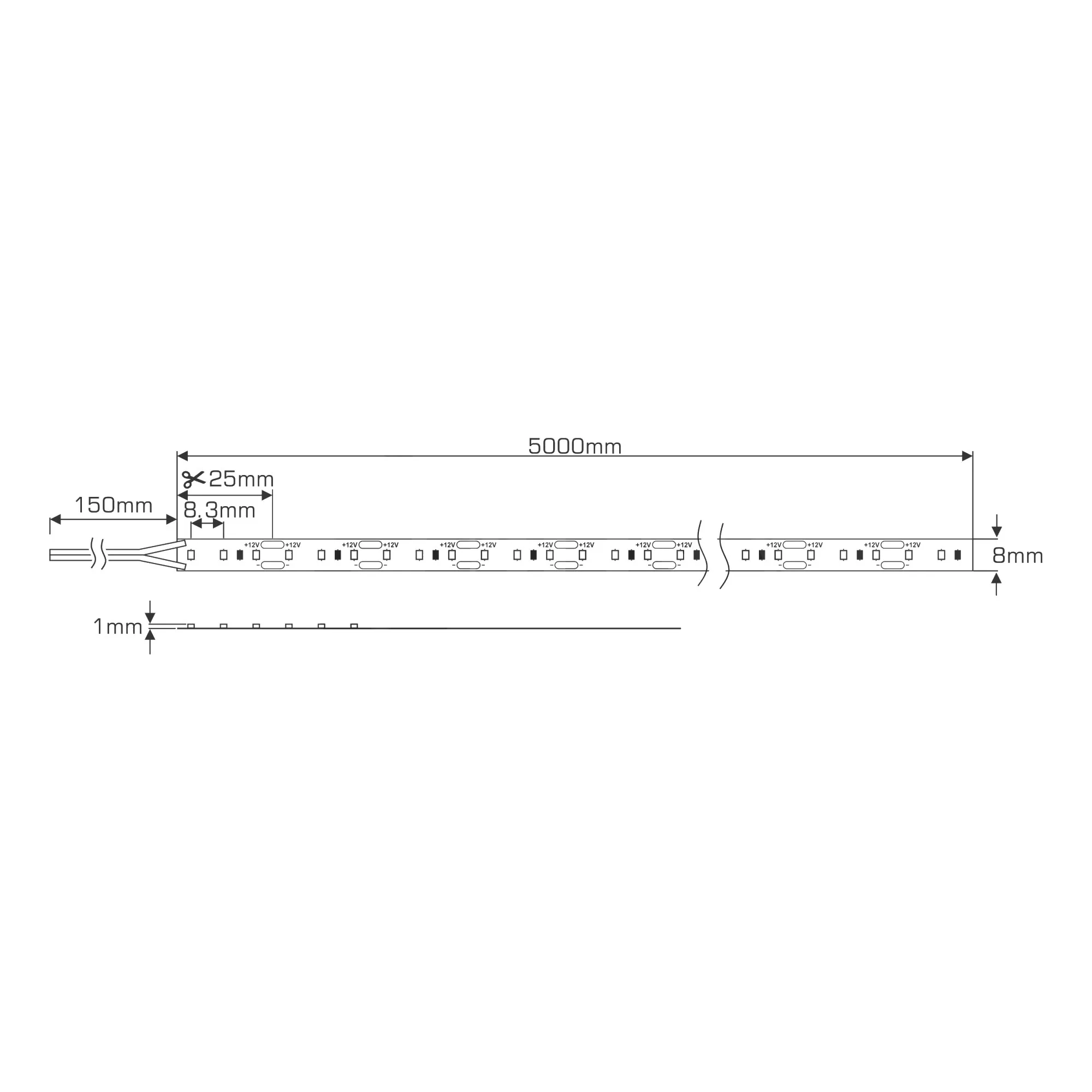 Axios Premium 5mx8mm 12V 48W LED Strip 800lm/m 6000K IP20 DX700014  Dlux Axios Premium